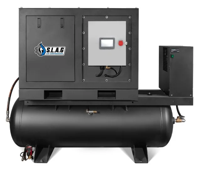 CAS compressor sold under the SLAG brand, with receiver tank and dryer